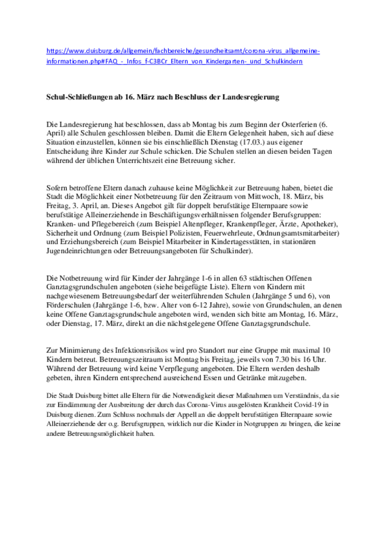 Notbetreuung